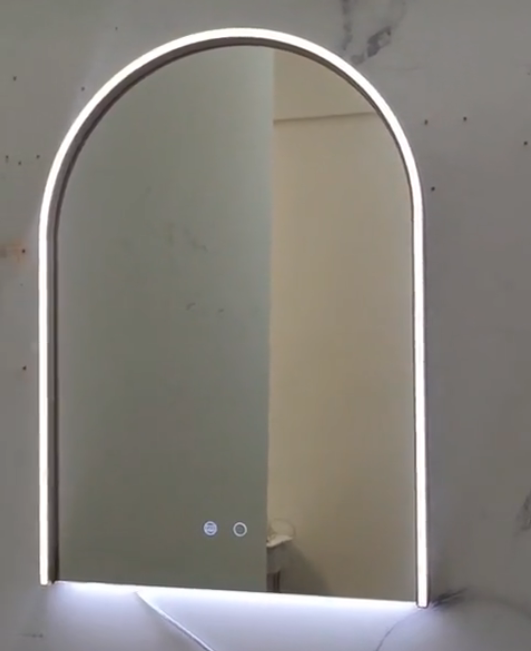 Arched slimline led mirror with ambient light